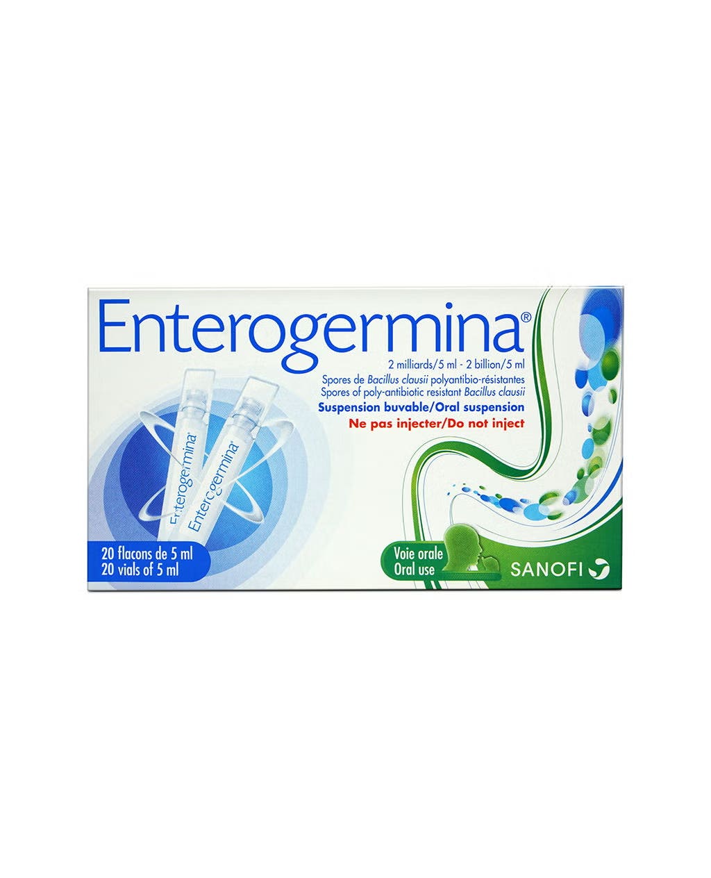 Enterogermina Probiotic oral Suspension 2 Billion / 5ml 20 Vials ...